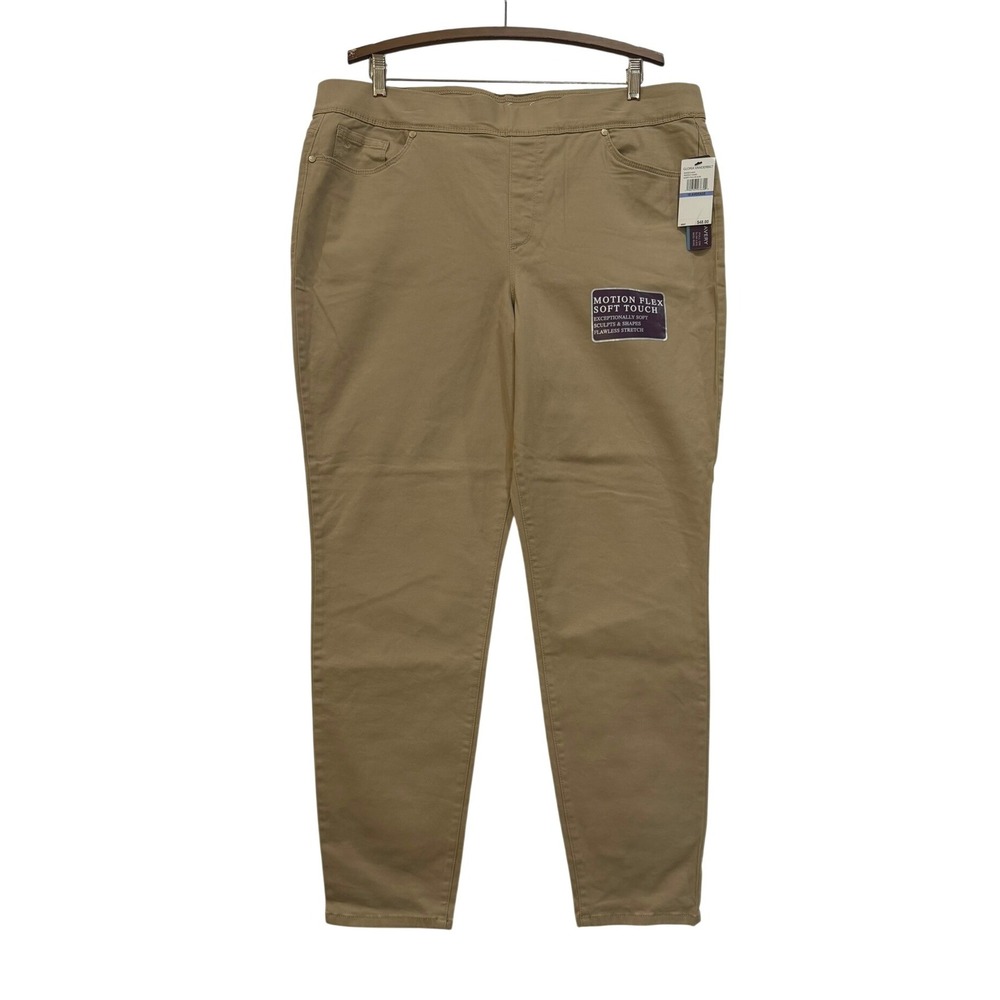 Gloria Vanderbilt Avery Khaki Pull On Pants Motion Flex Soft Touch Size‎ 18 NWT